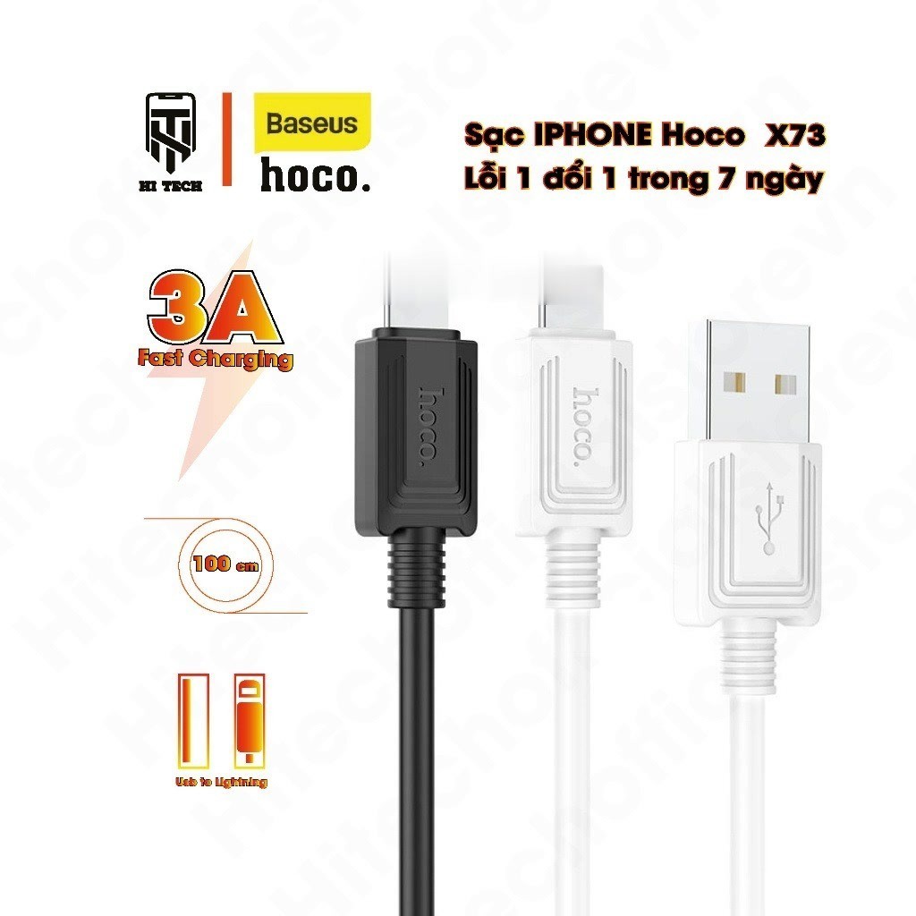 Dây Sạc Hoco X73, Cáp Sạc Nhanh 12W, Dây Sạc Nhanh Truyền dữ liệu từ U to Ln, Cáp Sạc Hoco Dài 1m, H