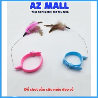 Đồ chơi thú cưng - Đồ chơi cần câu mèo đeo cổ có gắn chuông và lông vũ thay thế cho mèo tự chơi