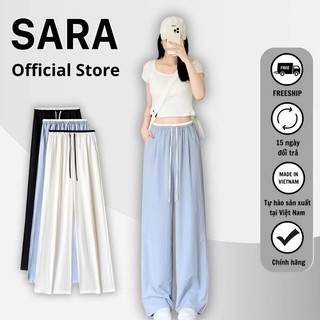SARA Quần Lụa Băng Cao Cấp Có Dây Rút Dáng Suông Đẩy Hông Siết Eo Cạp Cao Hack Dáng - Mã: TD080