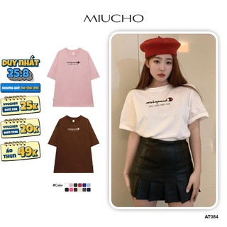 Áo phông nữ form rộng tay lỡ unisex chất vải cotton AT084 Miucho in logo