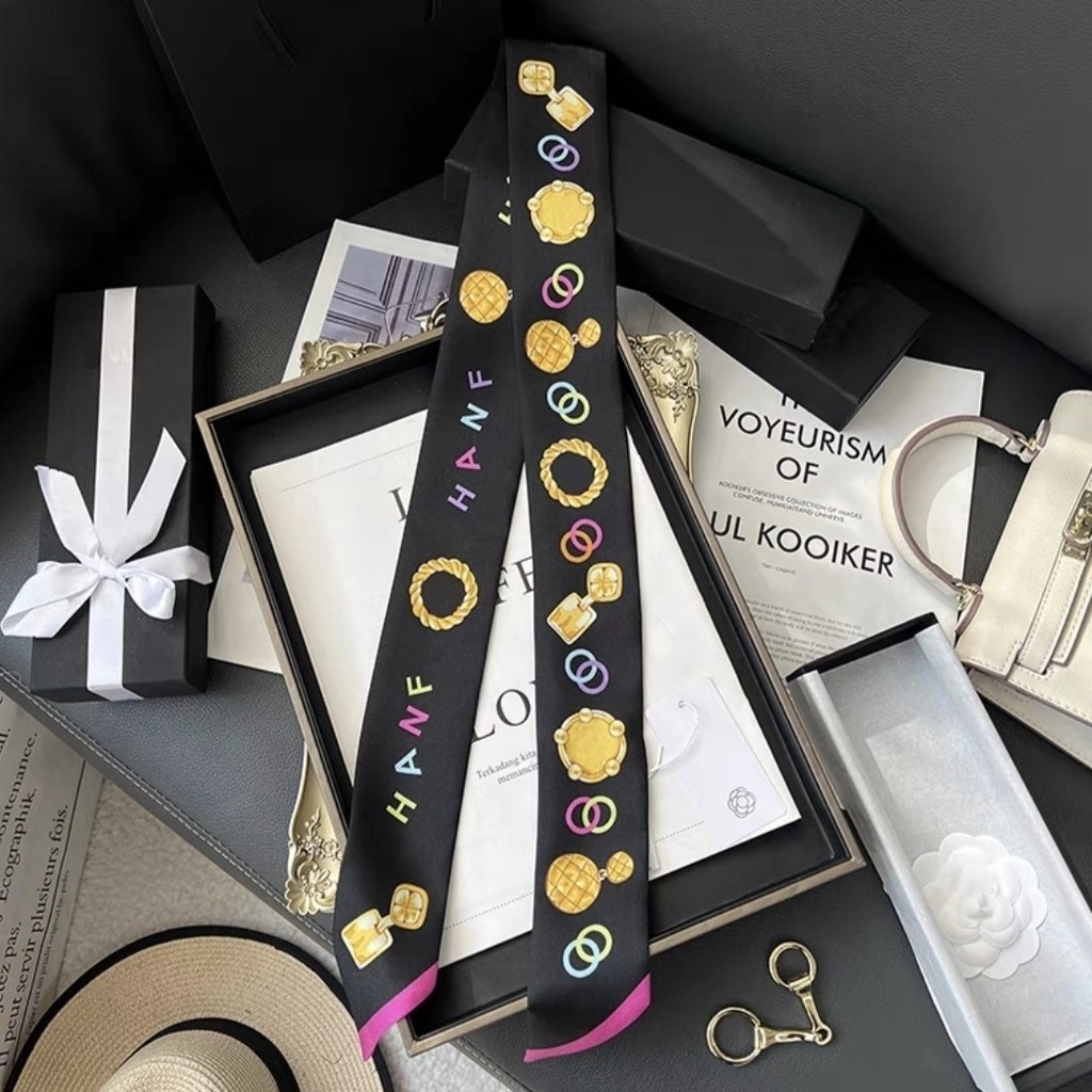 Khăn lụa nặng, túi buộc hai lớp hẹp mỏng, dây ruy băng trang trí, dây buộc tóc buộc cổ