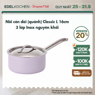Nồi inox cán dài, quánh 3 lớp nguyên khối Edelkochen Classic L Collection size 16cm – Màu French Lavender