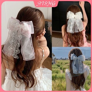 AISHG Đôi Ren Nơ Tóc Nữ Mùa Hè Mới Nơ Streamer Mùa Xuân Kẹp Tóc Phụ Kiện Tóc
