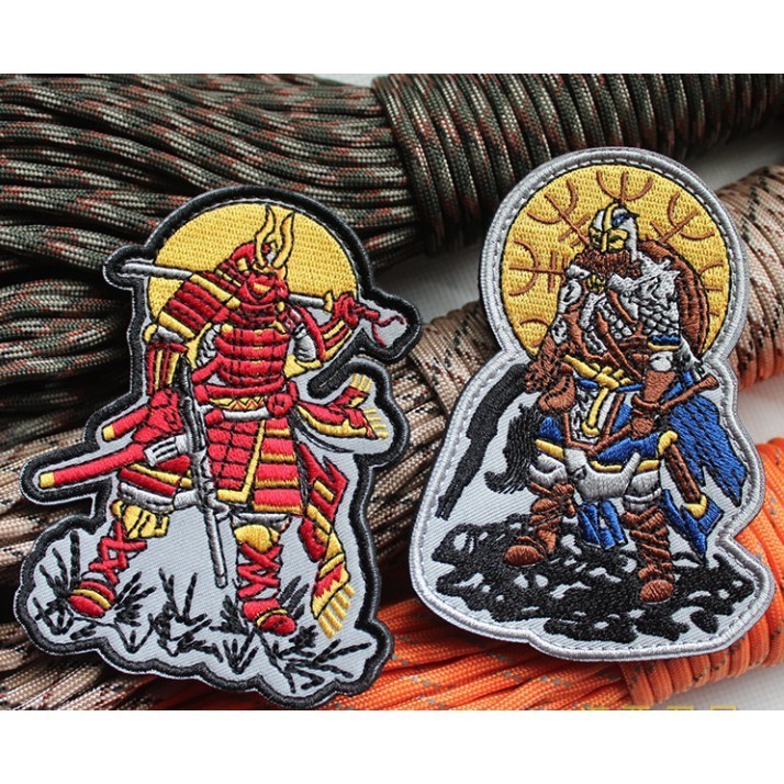 Patch vải velcro Samurai dán ba lô, nón , quần áo , túi xách _retro