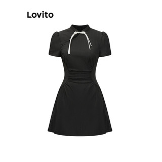 Đầm Lovito thắt nút màu trơn phong cách thường ngày cho nữ L91ED555