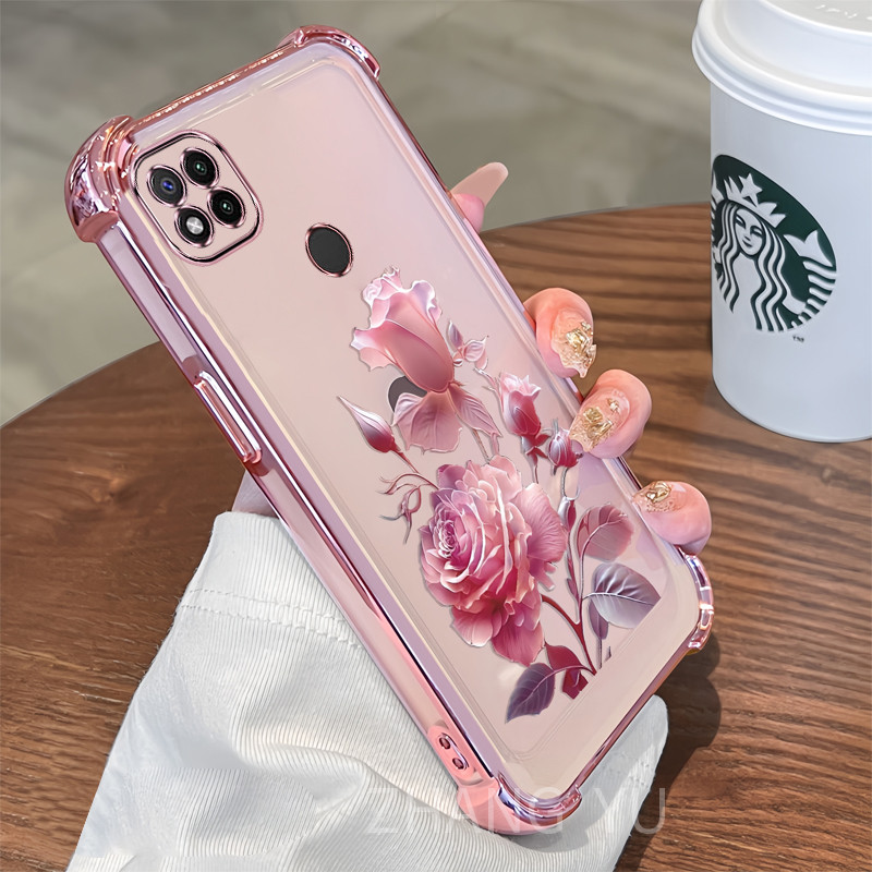 Ốp lưng TPU Redmi 9C 10A Vỏ mềm trong suốt họa tiết hoa hồng mới nhất