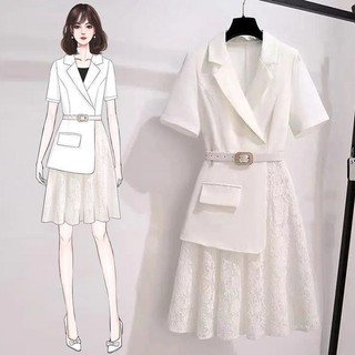 Mùa Hè 2023 Phong Cách Mới Thiết Kế Phù Hợp Với Đầm Plus Kích Thước Quần Áo Nữ Béo mm Ren Khâu Eo Eo Ôm Hơn Nhìn Váy WRVY