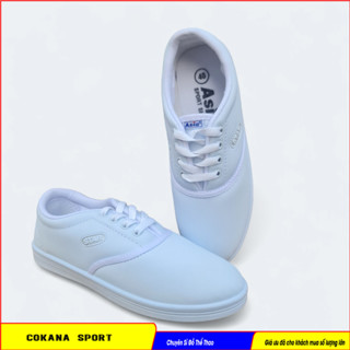 Giày Asia trắng - Giầy thể thao asia trắng Star cột dây cho nhóm múa, nhịp điệu, đi lễ chất liệu Simili