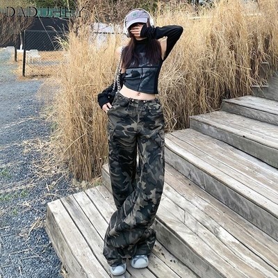 DaDuHey New American Ins High Street Retro Jeans Niche High Waist Loose Wide Leg Pants Large Size Trousers