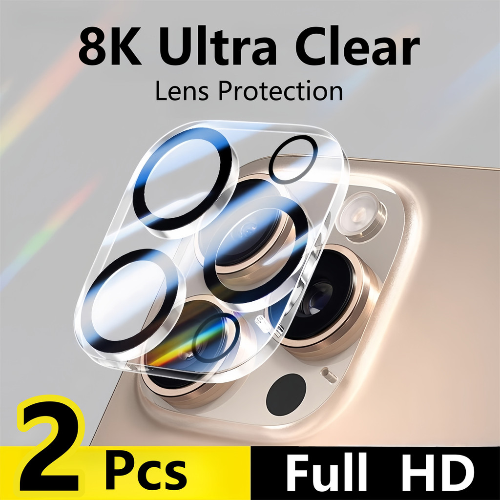 2 Chiếc Bảo Vệ Ống Kính Máy Ảnh Cho IPhone 17 16 15 13 14 Pro Max Plus Mini air Bảo Vệ Màn Hình Cho IPhone 12 11 Pro Max Camera Kính Cường Lực