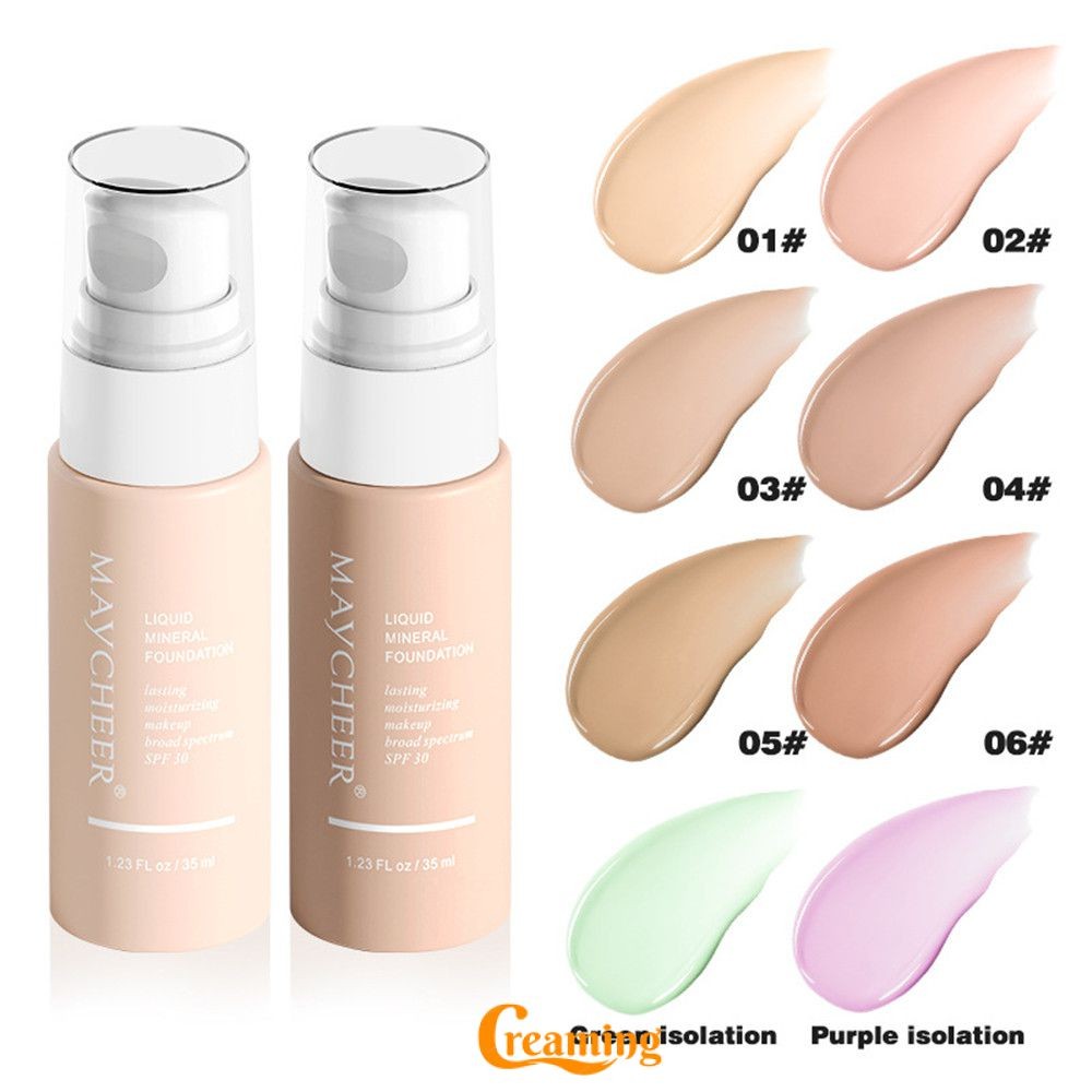 MAYCHEER Brightening BB Cream 35ML Kem che khuyết điểm nhanh chống thấm nước lâu trôi Kem nền dạng lỏng + Trang điểm đế cách ly màu tím màu tím