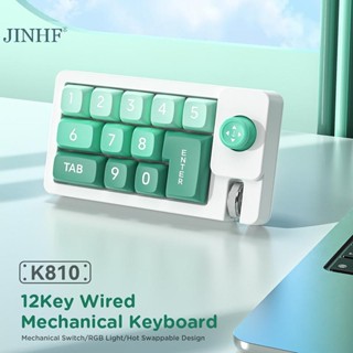 Jinhf 12 Phím Macro Tùy Chỉnh Có Thể Lập Trình Hoàn Toàn Nóng Có Thể Hoán Đổi Cơ Khí RGB Ánh Sáng Numpad Chơi Game Bàn Phím Mini Cho Mac Win HOT
