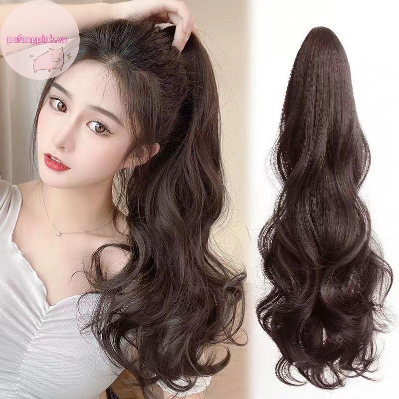 Pufangpink 35 / 40 / 45 / 60cm Nữ Tổng Hợp Dài Tóc Giả Xoăn Vuốt Kẹp Sống Động Như Thật Trên Đuôi Ngựa Phần Mở Rộng Tóc Để Tăng Tạo Kiểu Dụng Cụ VN