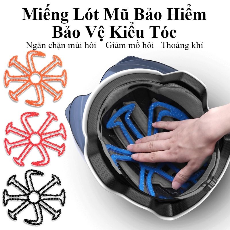 Lót nón bảo hiểm Silicon Massage chống nóng, chống xẹp tóc, thông thoáng làm mát, chăm sóc bảo vệ da đầu