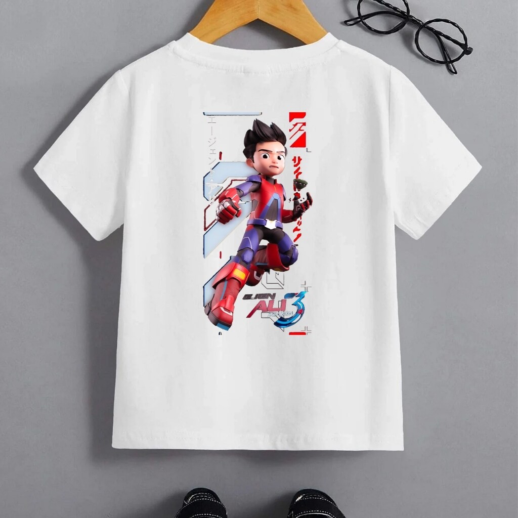 Áo thun hoạt hình Ejen Ali thường ngày 2025 cho bé trai bé gái Áo thun ngắn tay cổ tròn