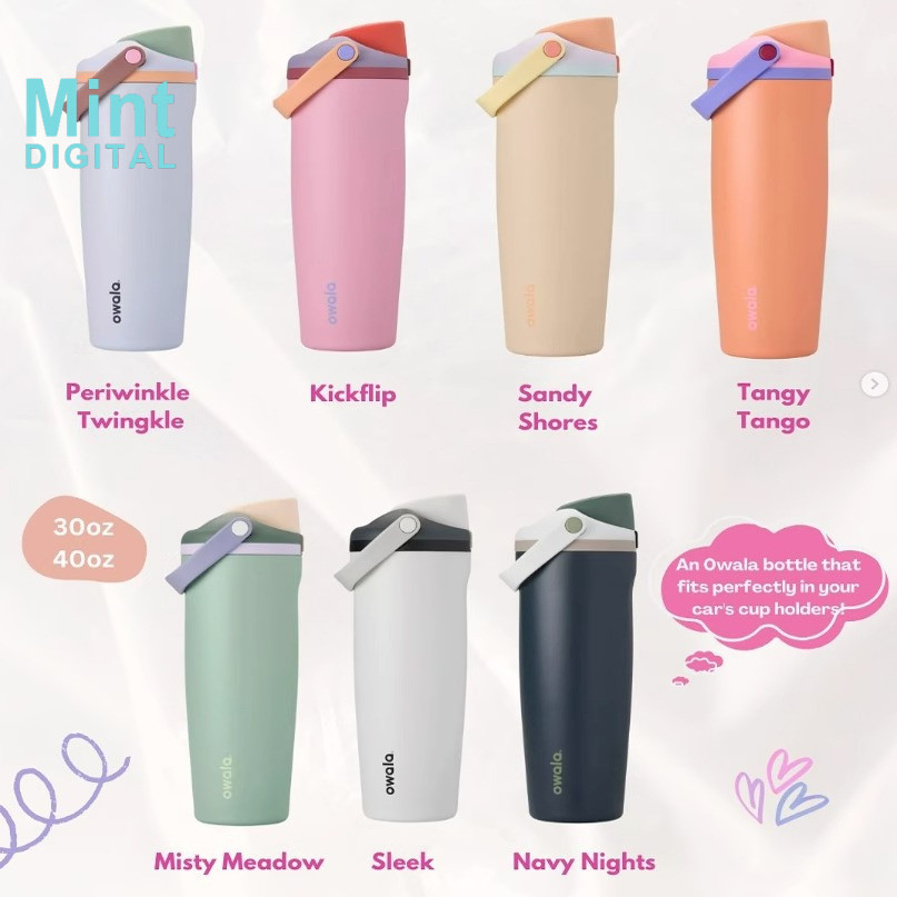 6 kiểu Owala FreeZip Sway Tumbler 887ml Bình nước pha trái cây bằng thép không gỉ, Cốc thể thao cách