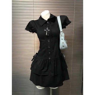  Đầm Polo Đen Tay Ngắn Phong Cách Hàn Quốc Kiểu Dáng Ôm Sát Đầm Ngắn Cao Cấp Phong Cách Vintage Cho Phụ Nữ 