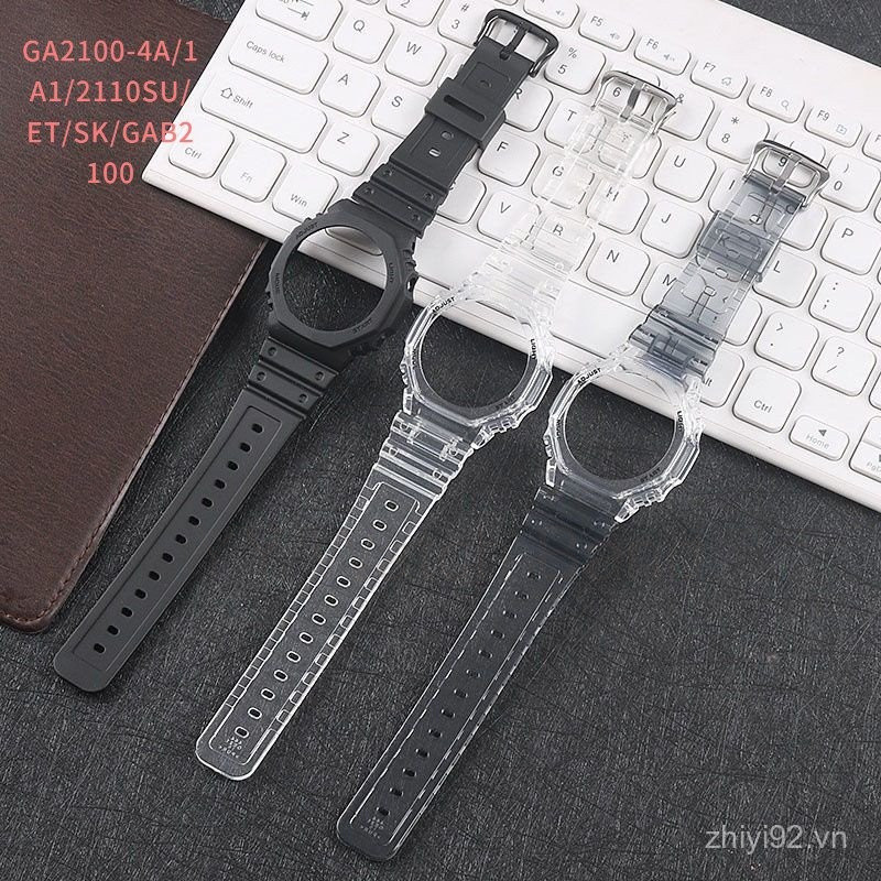 Bộ dây đeo hình bát giác silicon cao cấp Tương thích với GAB2100 GA2100-4A | Bộ dây đeo đồng hồ chốn