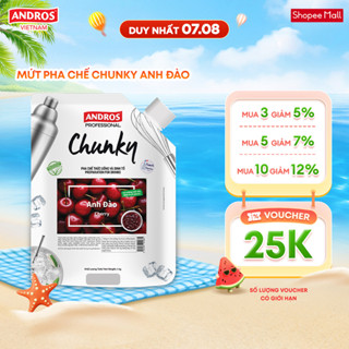 Mứt Pha Chế Anh Đào - Có miếng trái cây thật - Nguyên liệu pha chế - ANDROS CHUNKY - 1kg