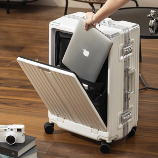 Thương vụ đa chức năng vali mở trước hộp kéo khung nhôm chắc chắn Valy bánh xe xoay 360 độ êm ru