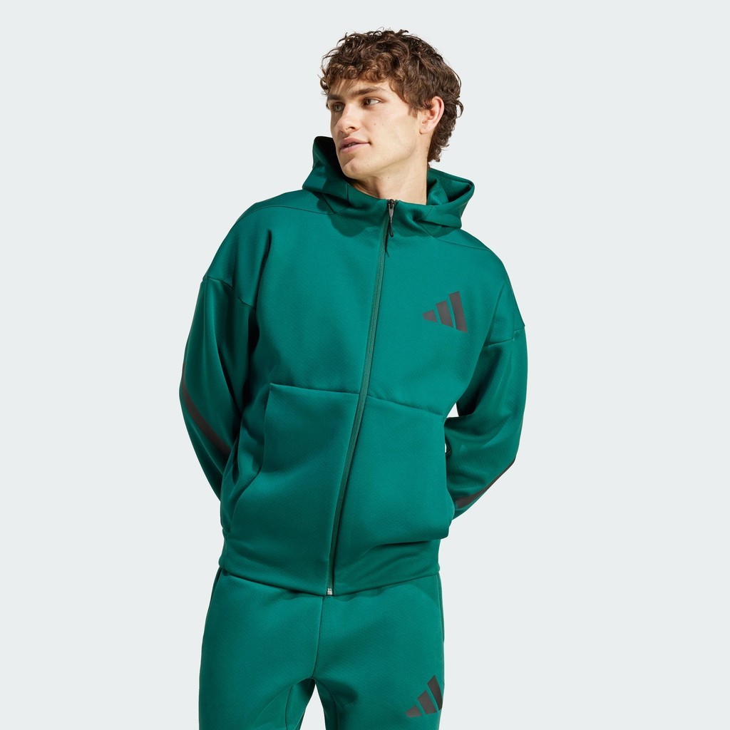 adidas Phong cách sống Áo Track Jacket Có Mũ Khóa Kéo Dọc Thân Z.N.E. Nam màu xanh lá JF6539