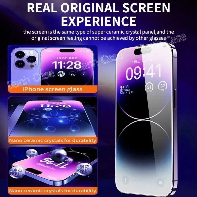Kính cường lực khung tự dán tự rút bụi siêu mịn dành cho iPhone 17 15 16 14 13 12 11 ProMax XR XSMAX 67 8Plus trong suốt | BigBuy360 - bigbuy360.vn