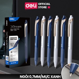 Bút Bi Dầu Dạng Bấm Deli Bút Bi Văn Phòng Mực Xanh Ngòi 0.7mm Thiết Kế Sang Trọng Nét Viết Mượt Trơn Tru Tay Cầm Mềm Mại