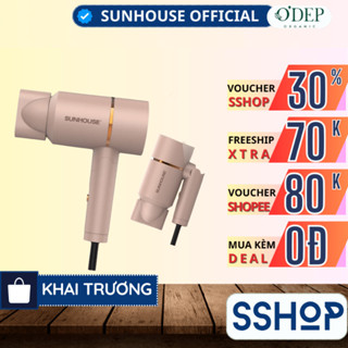 Máy sấy tóc Sunhouse SHD2313 Chính hãng, 2 chế độ, đầu sấy mỏ vịt, gấp gọn cho khách sạn Màu vàng hồng - SSHOP SSO