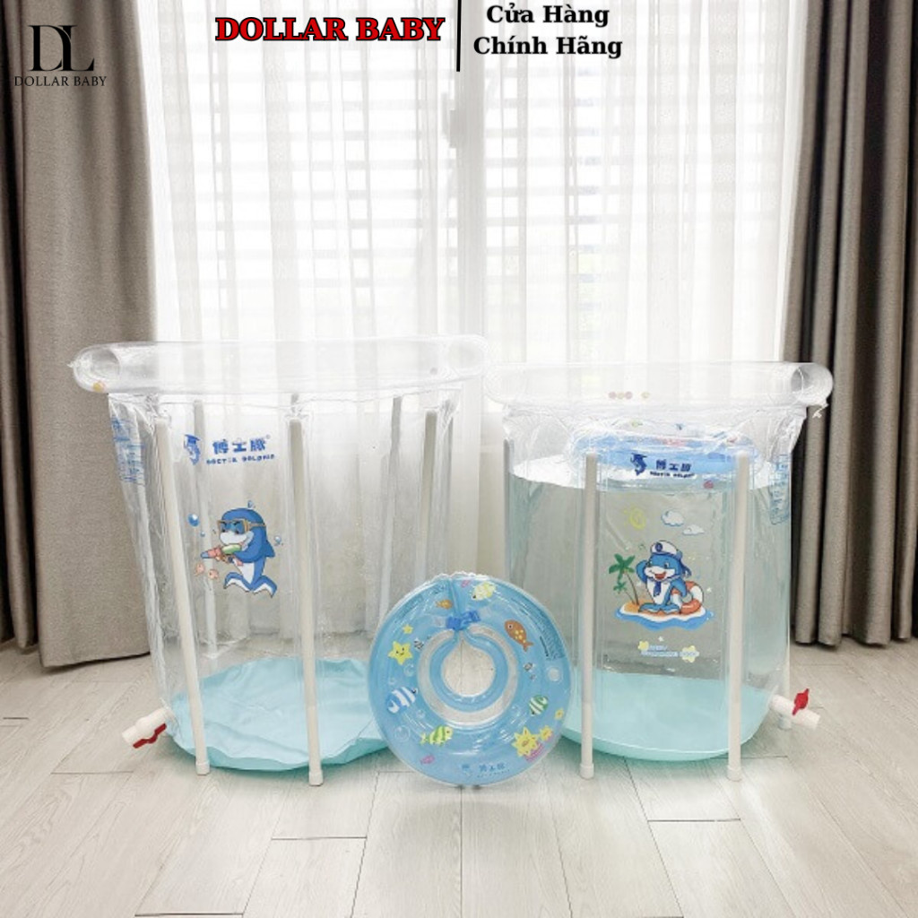 [Tặng Phao Cổ] Bể Bơi Thành Cao Umoo (Dolphin 80x80cm) - Thành Cao Trong Suốt