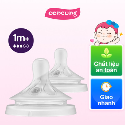 Vĩ 2 núm ty silicone Philips Avent mô phỏng tự nhiên mẫu mới (SCY963/02, 1-3M)