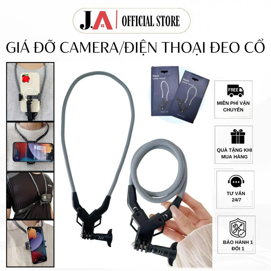 Giá Đỡ Điện Thoại, Camera Đeo Cổ Rảnh Tay Quay Video Livestream Chạy Bộ Gắn Gopro,Smartphone Quay Hà