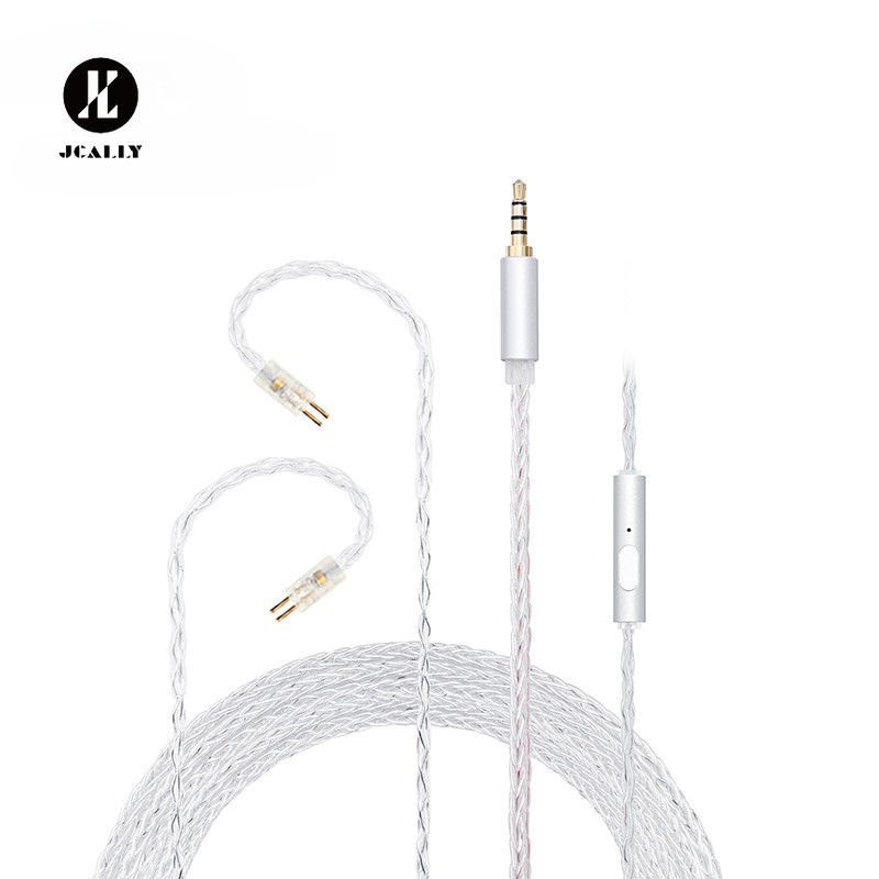 Mới JCALLY JC08S 8 Cổ phiếu 2Pin 0,78mm QDC KZ CPin Có Mic Cáp Nâng Cấp Tai Nghe Cho KZ EDX PRO Cast