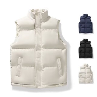 M-5xl 2024 Mới Nam Cotton Không Tay Đứng Cổ Áo Cơ Bản Phù Hợp Với Áo Vest Dày Ấm Trắng / Đen / Xanh Dương