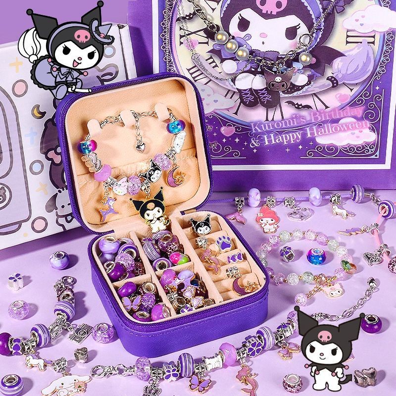 Kuromi Sáng Tạo Trẻ Em Vòng Tay Thủ Công Set-Girl DIY Kuromi Đính Hạt Bộ Hộp Quà Tặng, Món Quà Hoàn 