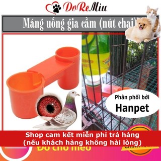 New- Hanpet- Máng uống tự động cho gà chọi chim bồ câu và gia cầm dạng nút chai màu cam (không bán kèm chai nước)