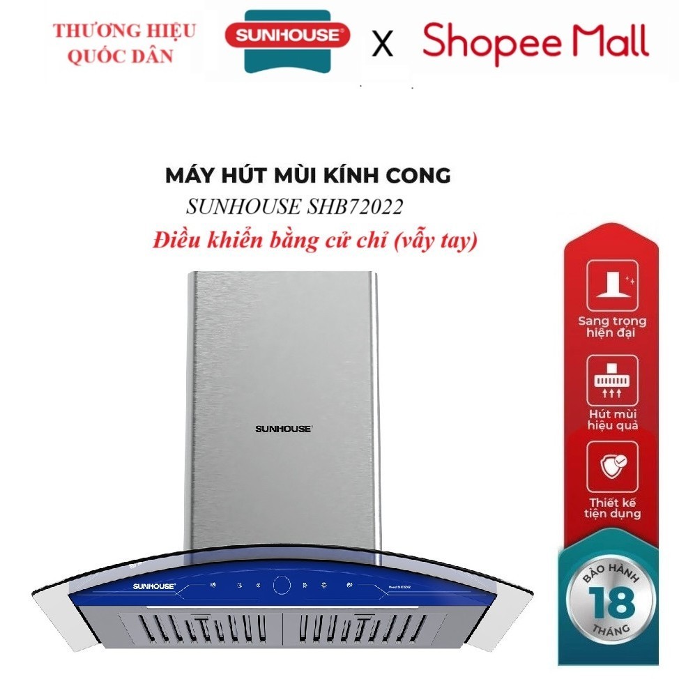 MÁY HÚT MÙI KÍNH CONG SUNHOUSE SHB72022