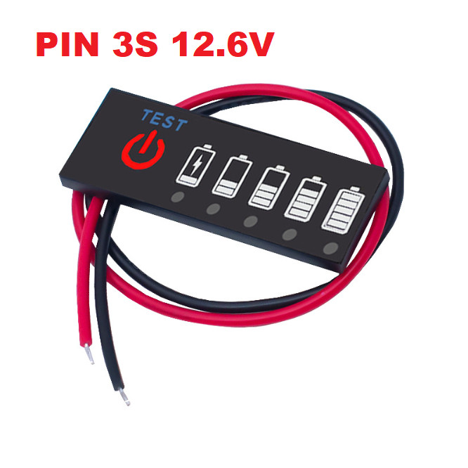 Mạch báo pin 3s 12,6v. Đồng hồ led 5 đèn báo, hiển thị phần trăm pin còn lại cho khối pin 3s 12v