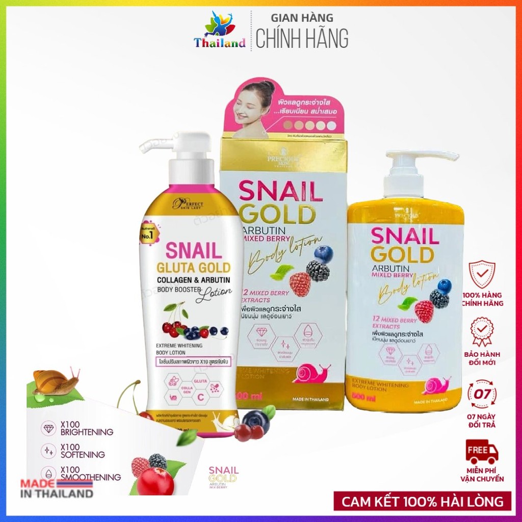 Sữa dưỡng thể Snail Gold Arbutin Mix Berry Body Lotion 500ml Thái Lan