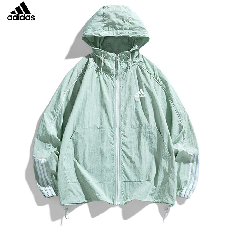 Áo khoác chống nắng có mũ trùm đầu ngoài trời Adidas Unisex UPF50 + Áo khoác mỏng dệt tối giản trơn cho cặp đôi