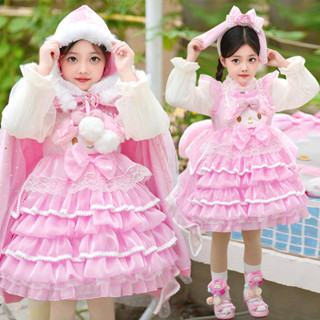 Bé Gái Giai Điệu Đầm Công Chúa Thu Đông Phong Cách Mới Năm Mới Giáng Sinh Trẻ Em Phương Tây Gothic Đầm Sinh Nhật Bánh Đầm