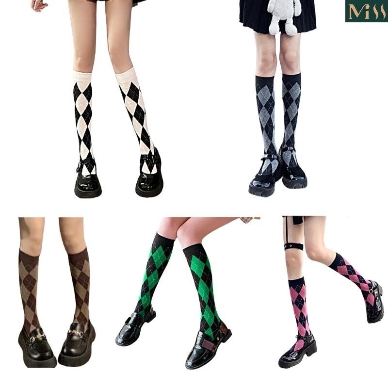 1 Pair Chic Women Plaid Knee Socks Girl Fashion Cute Party Knee-high Stockings