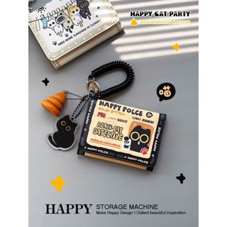 Ví da mèo đen FBI da mới vui vẻ Ví da ngắn in hoa Ví đựng thẻ học sinh phong cách Hàn Quốc Ví đựng thẻ học sinh Ví đựng thẻ trường dễ thương