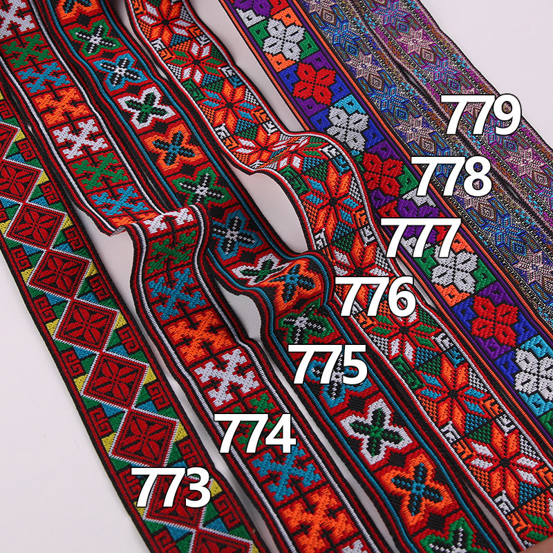 3,3cm Thêu Thổ Cẩm Thiểu Số Phong Cách Dân Tộc Quần Áo Ren Phụ Kiện hmong Dân Tộc Mạnh Mẽ Hani Dân T