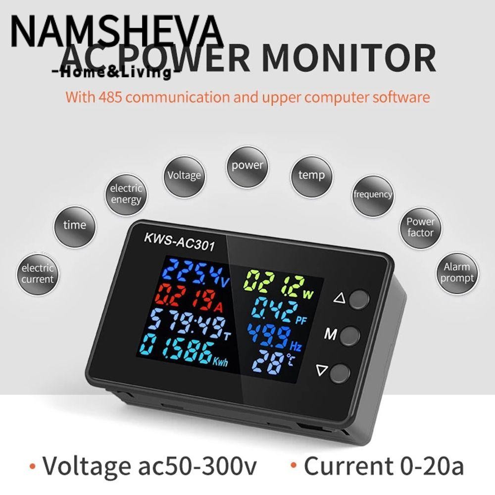 Namsheva Vôn kế kỹ thuật số Ampe kế KWS-AC301 0-100A Máy dò nguồn Chip chuyên dụng 8 trong 1