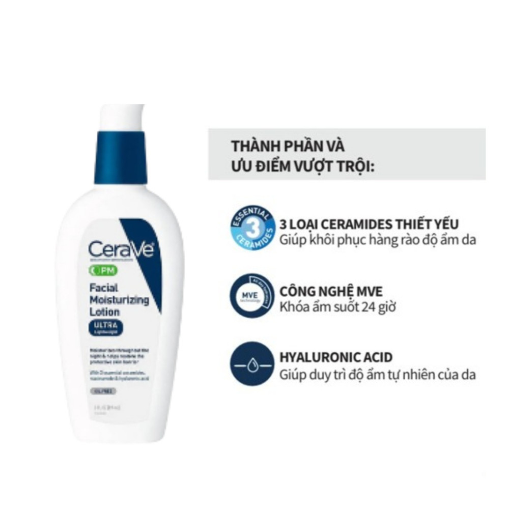 Kem dưỡng ẩm ban đêm CeraVe PM Facial Moisturizing Lotion 89ml  YEN BEAUTY STORE