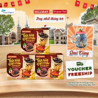 Combo 3 hộp Trà Sữa Trân Châu Đường Đen Hoà Tan - Hillway (hộp 4 gói trà sữa, 4 gói trân châu)