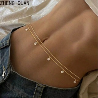 Thời Trang Retro Hai Lớp Kim Cương Giả Dây Thắt Lưng Có Thể Điều Chỉnh Bạc Vàng Đai Bụng Trang Sức Cho Nữ Boho Cô Dâu Viền Dự Tiệc Phụ Kiện