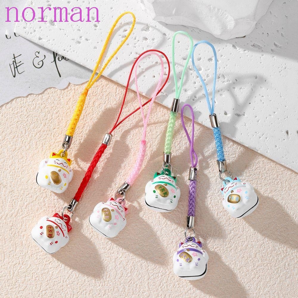 Dây chuyền điện thoại NORMAN Maneki Neko, Charm điện thoại mèo may mắn phong cách Trung Quốc, Phim h