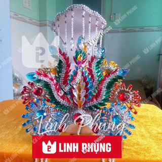 Mão bà Địa Mẫu khung lưới đính đá mẫu ngũ sắc (không áo)