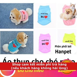 New- Hanpet- Áo chó mèo áo thun hình tim loại áo mùa hè mùa đông không tay Small Dog Big love